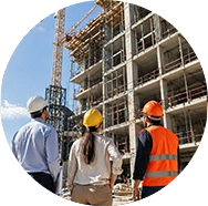 Equipo en obra frente a un proyecto en construcción que representa experiencia